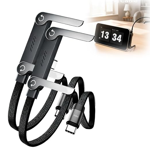 2 in 1 Invisible Holder Charger Cable 240W Fast Charging Cord with Built-In Phone Stand, 4.9FT